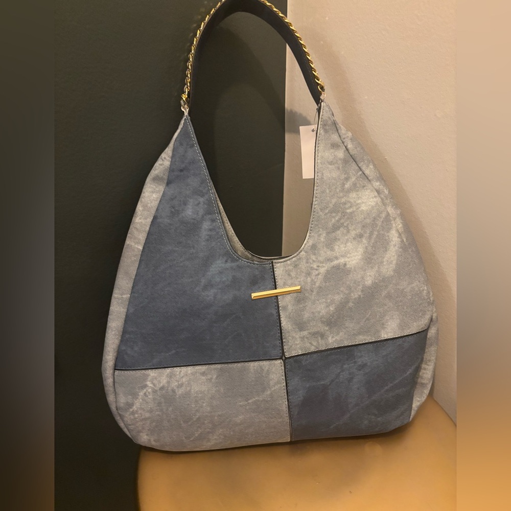 Aldo Blue Hobo Bag with Geometric Design